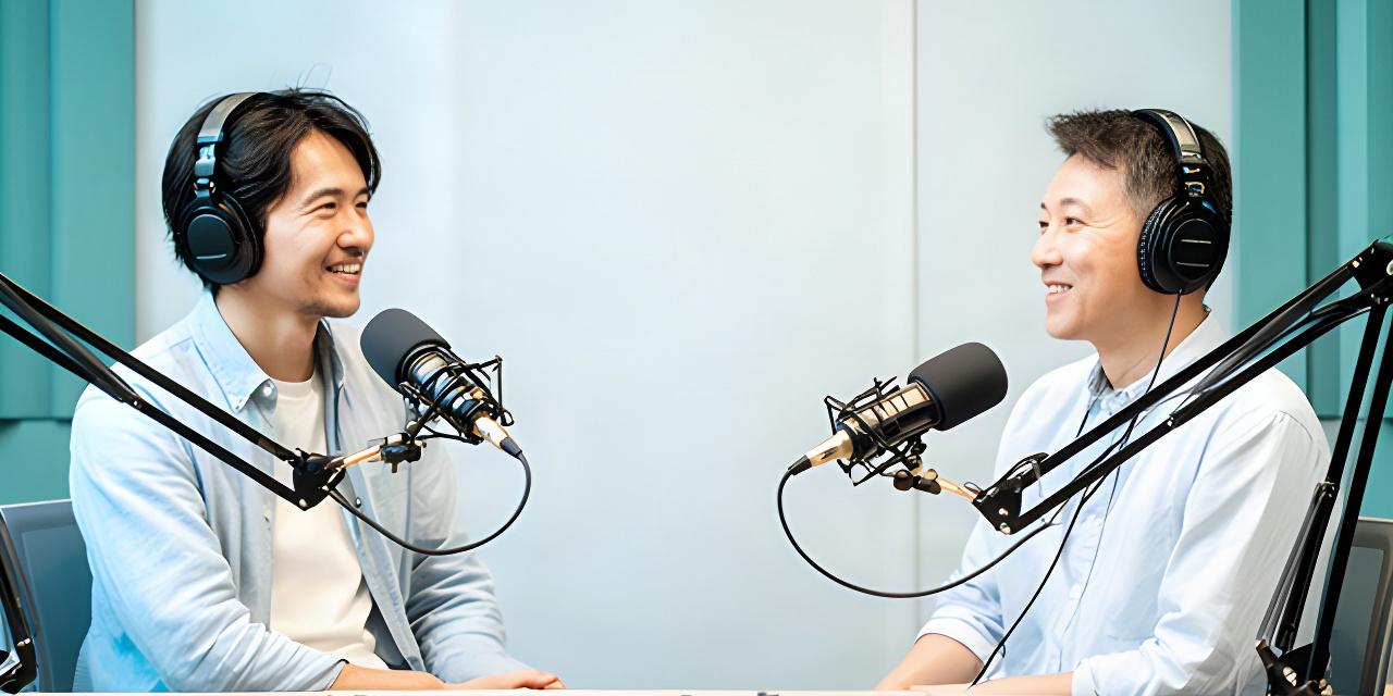田辺の収録スタジオで、専門家がマイクの前で対談番組を収録している様子