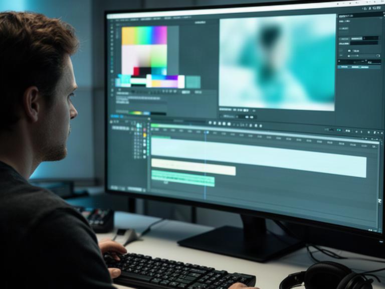 映像の色味と字幕の位置を大きなモニターで確認するポストプロダクション作業
